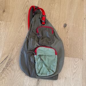 Eddie Bauer Cargo Pocket Sling Bag Green Red
